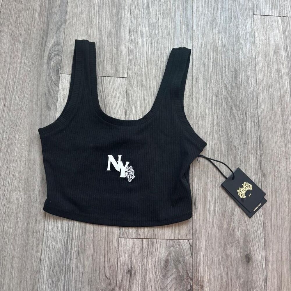 SHE Darc NWT Black Ribbed Crop Tank, Size Small.